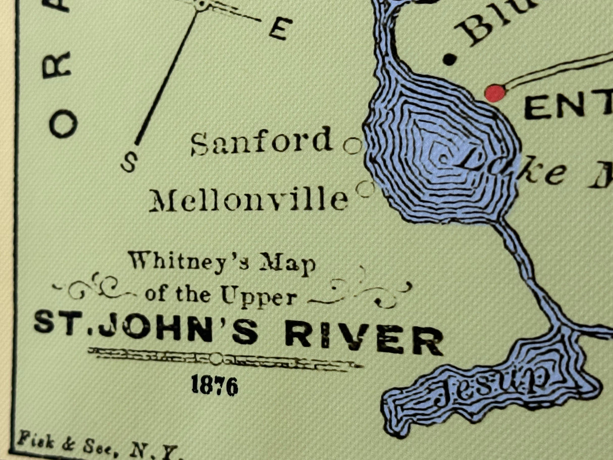 1876 Map of Saint Johns and Flagler County Florida Volusia Previously Framed