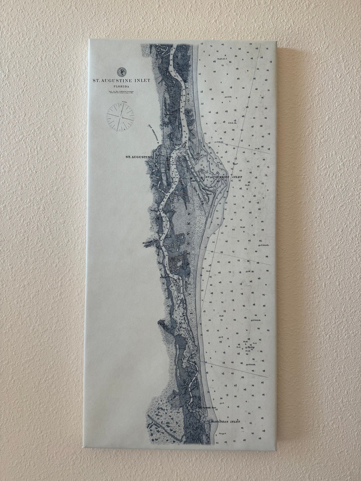 1882 Chart of Saint Augustine to Matanzas Inlet Framed