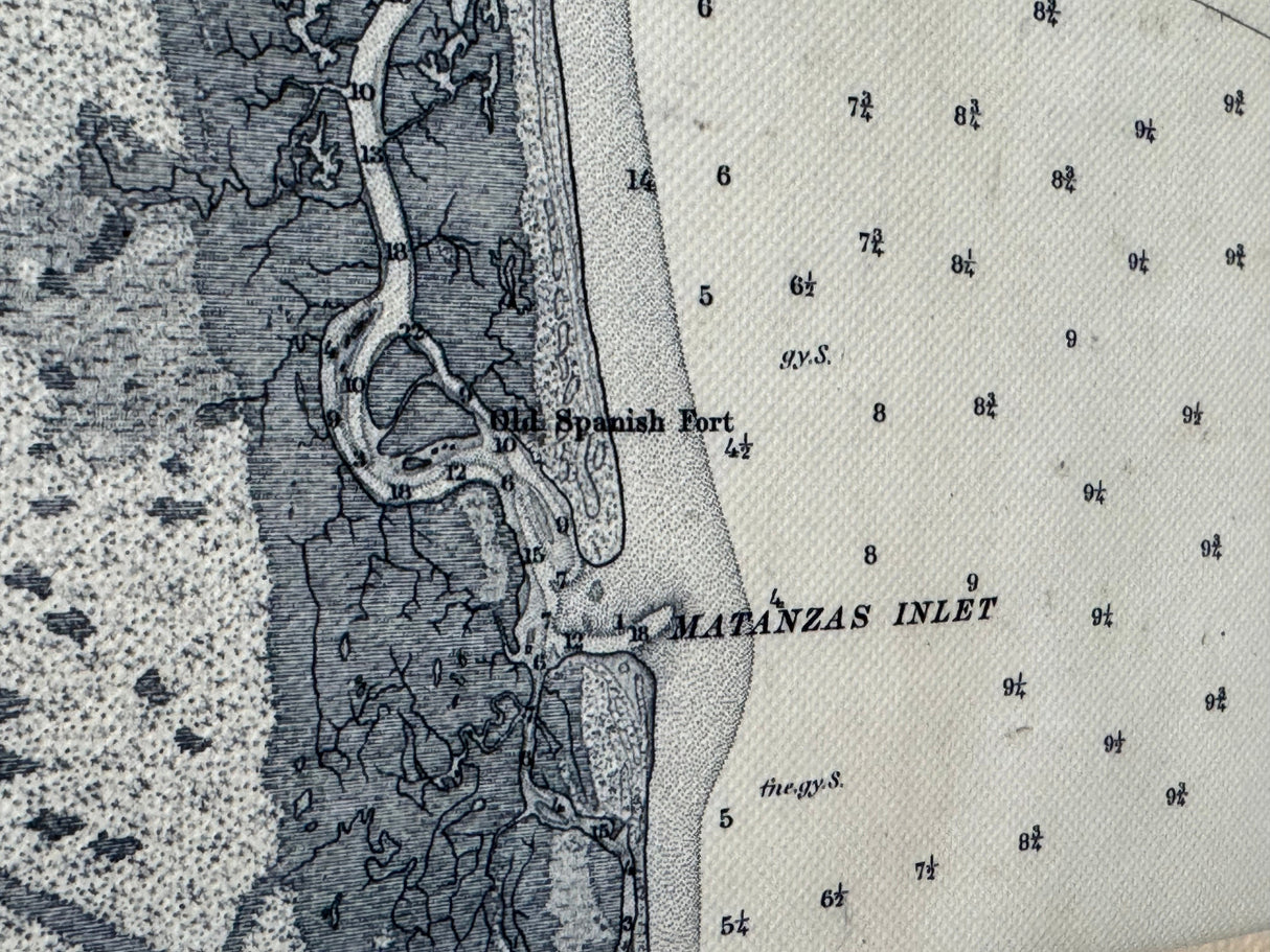1882 Chart of Saint Augustine to Matanzas Inlet Framed
