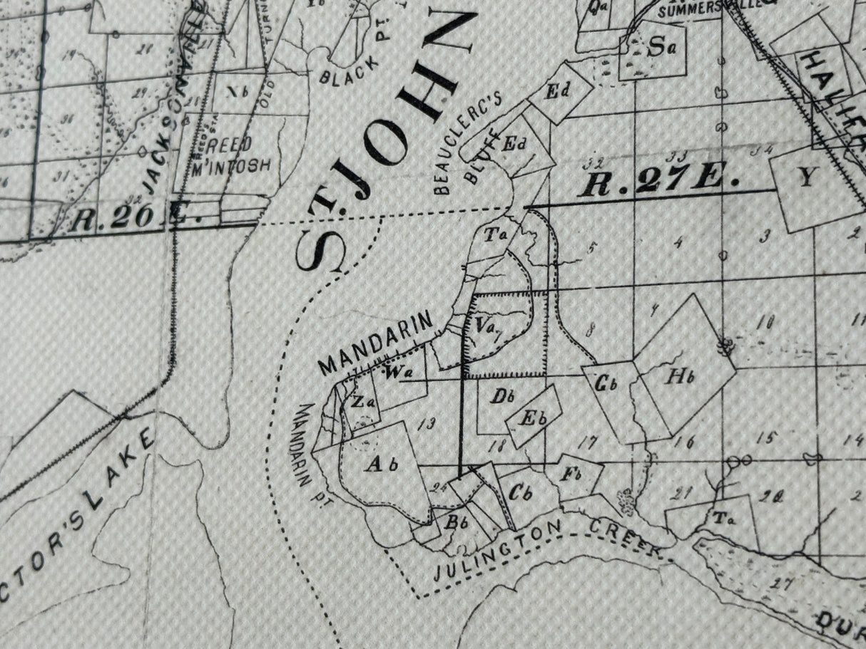 1885 Map of Duval County Florida Jacksonville Framed