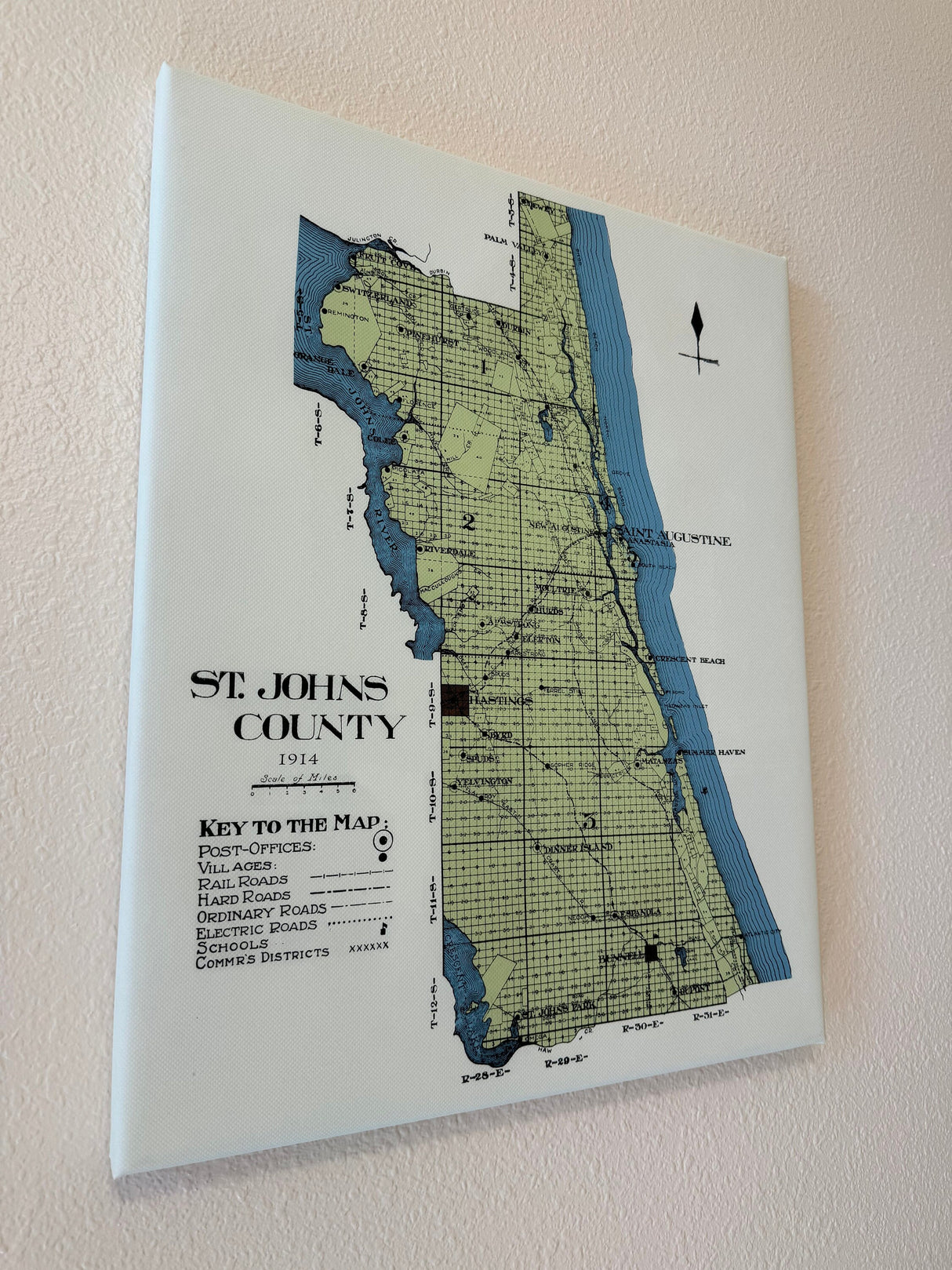 1914 Map of Saint Johns County Florida Framed
