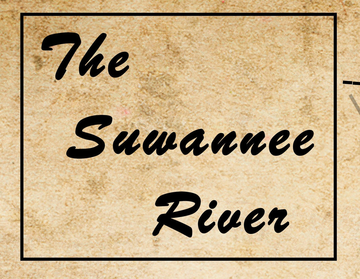 Map of The Suwannee River Florida Framed