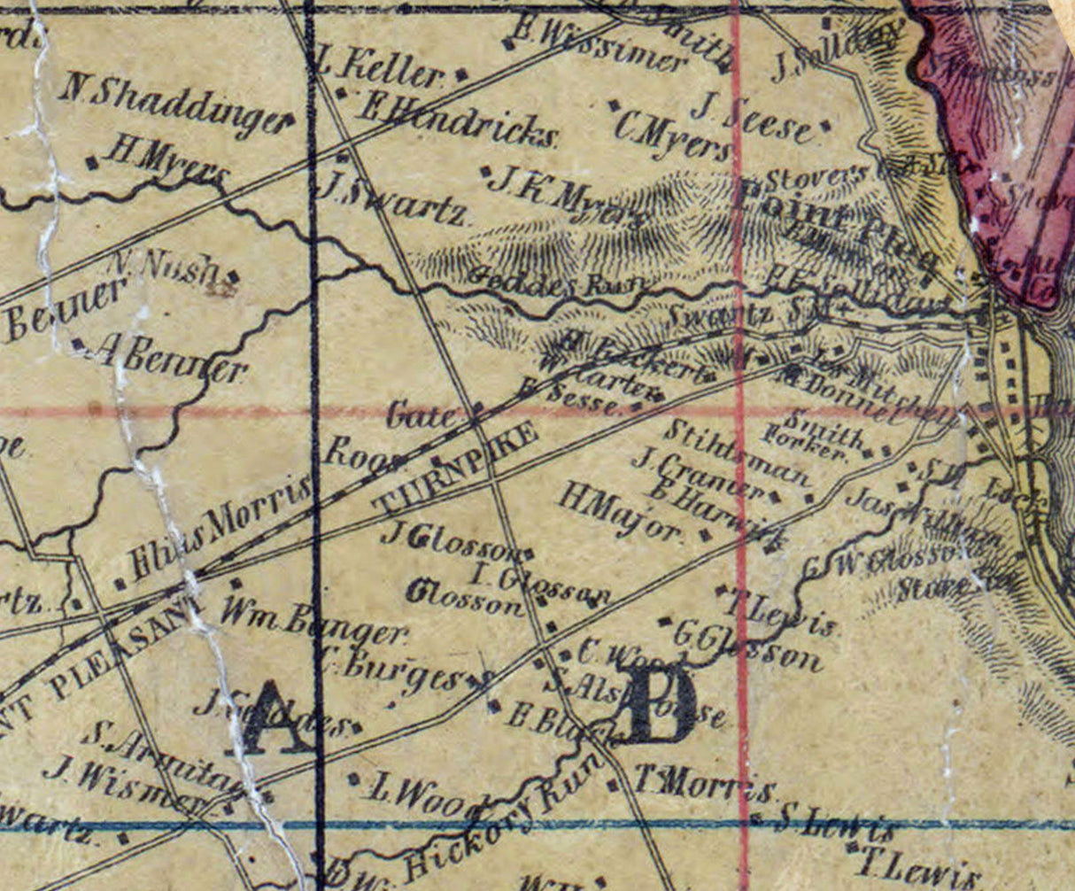 1850 Map of Plumstead Township Bucks County Pennsylvania