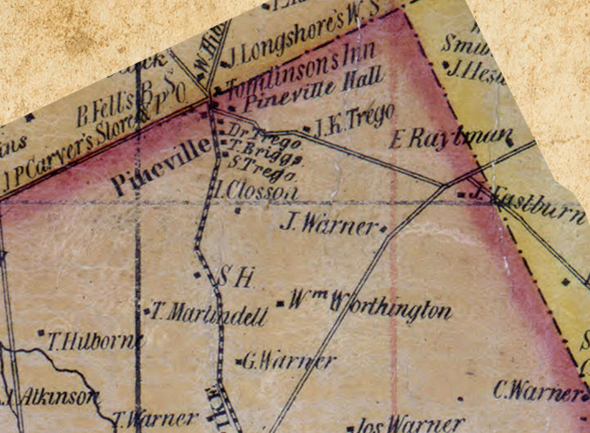 1850 Map of Wrightstown Township Bucks County Pennsylvania