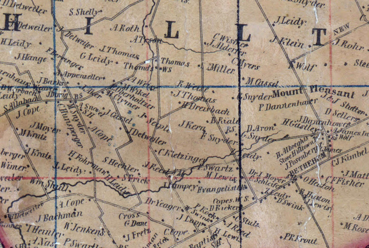 1850 Map of Hilltown Township Bucks County Pennsylvania