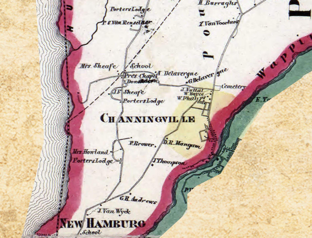 1858 Map of Poughkeepsie Township Dutchess County New York