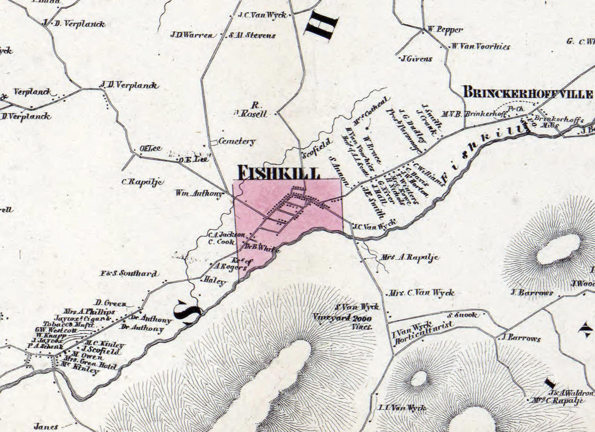 1858 Map of Fishkill Township Dutchess County New York