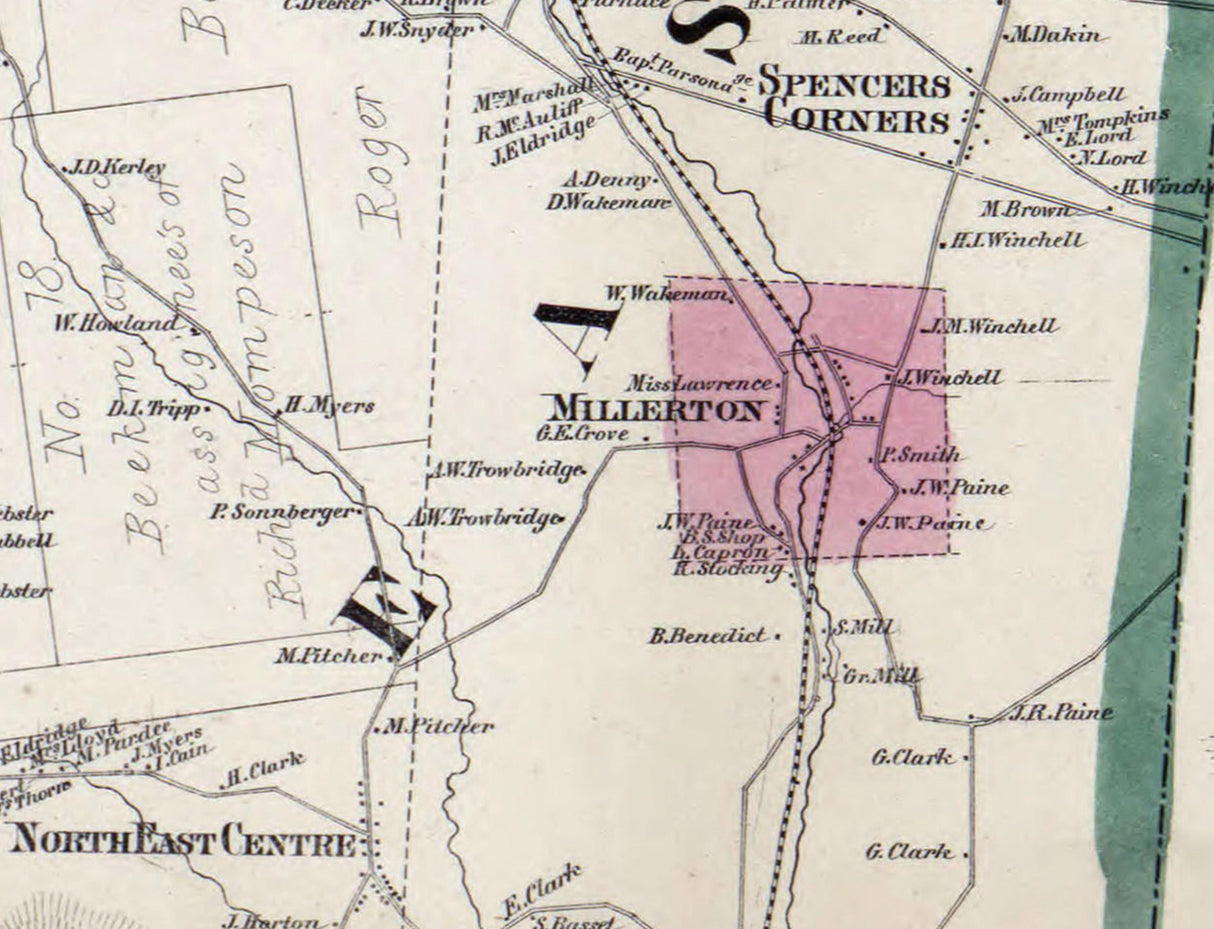 1858 Map of North East Township Dutchess County New York