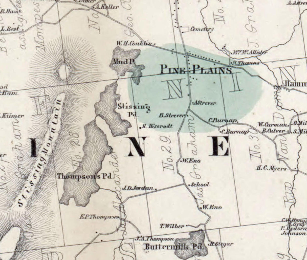1858 Map of Pine Plains Township Dutchess County New York