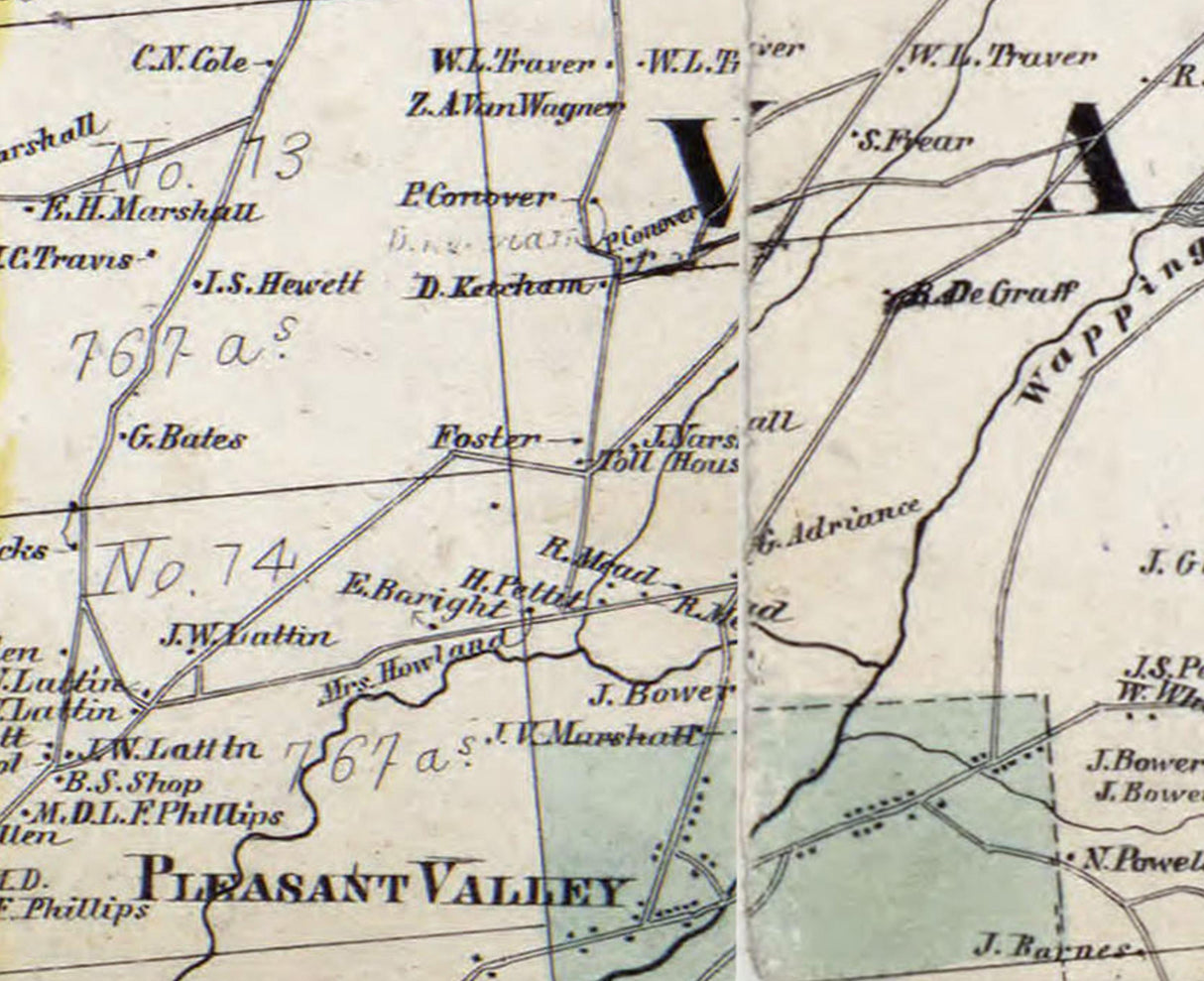 1858 Map of Pleasant Valley Township Dutchess County New York