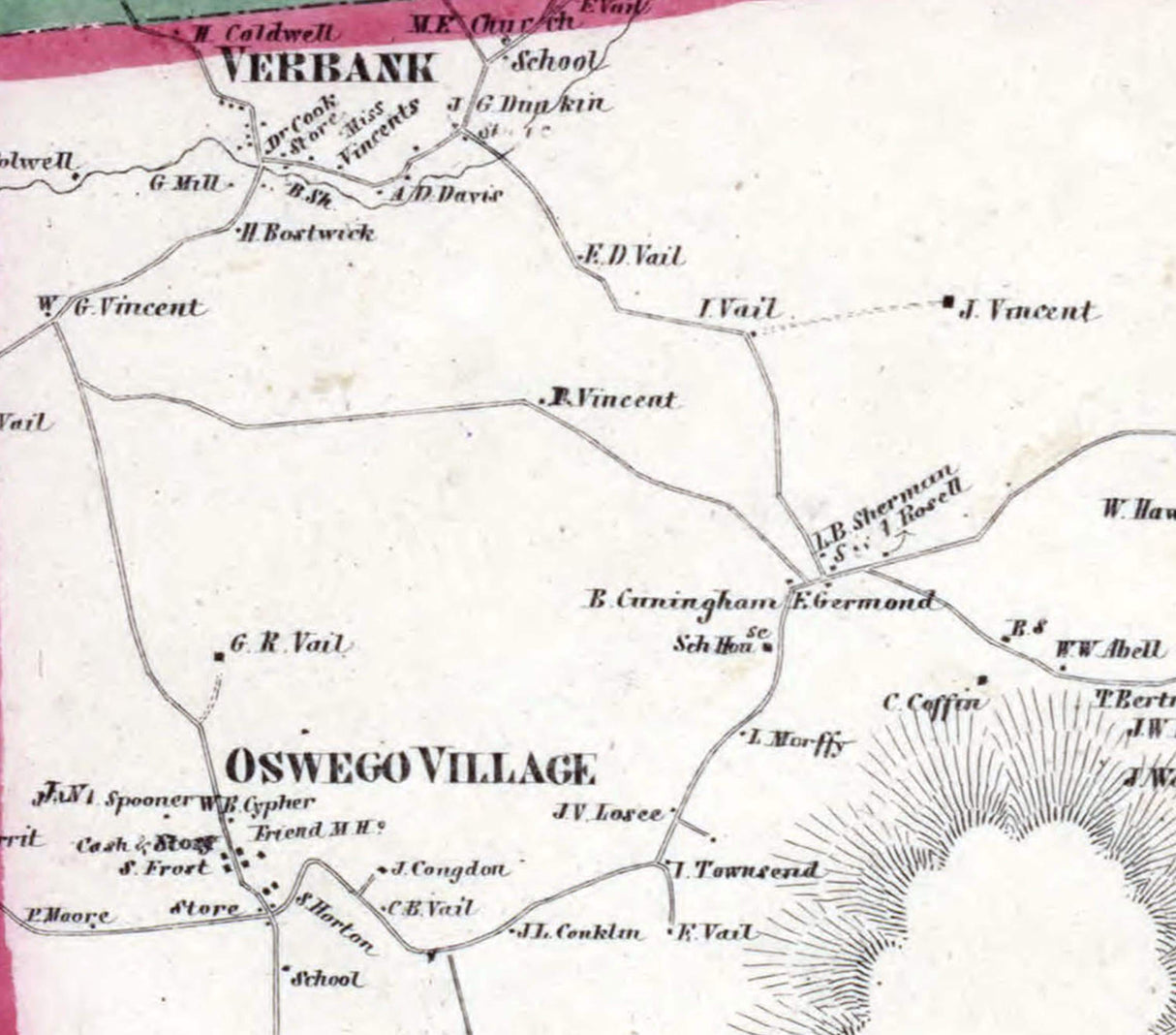 1858 Map of Union Vale Township Dutchess County New York