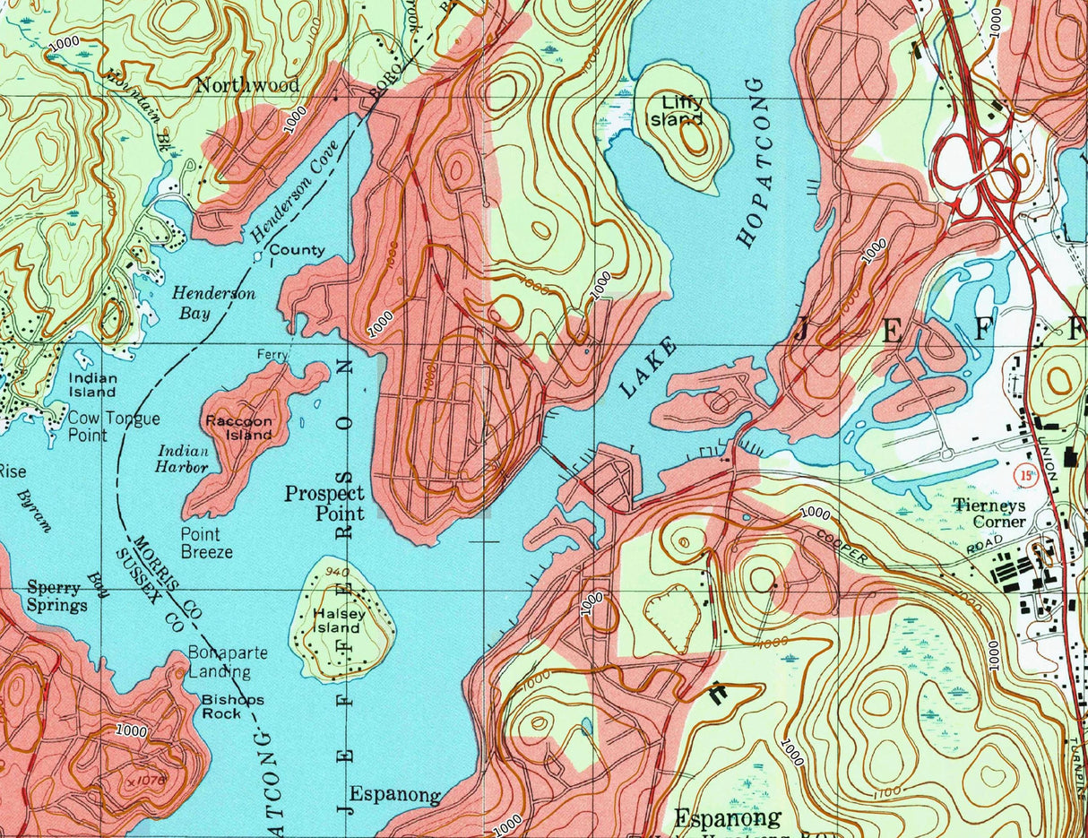 1997 Map of Lake Hopatcong New Jersey