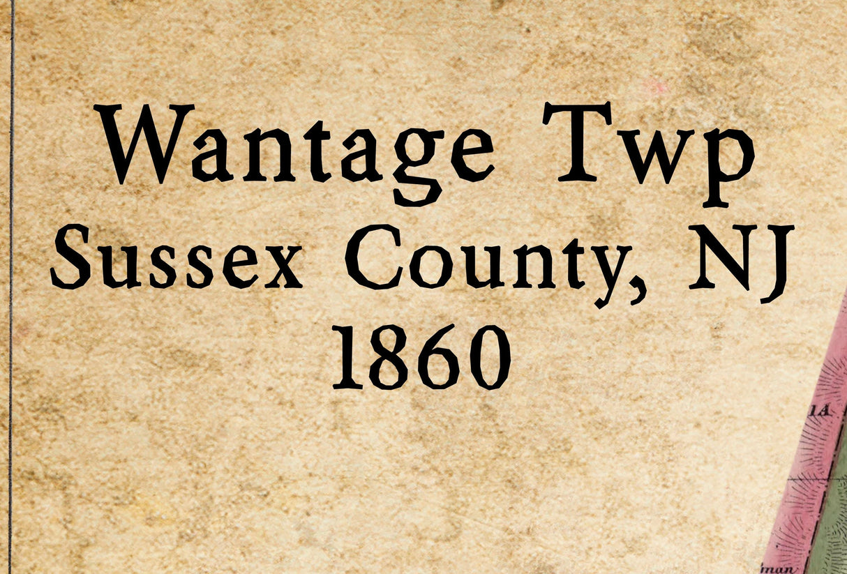 1860 Map of Wantage Township Sussex County New Jersey