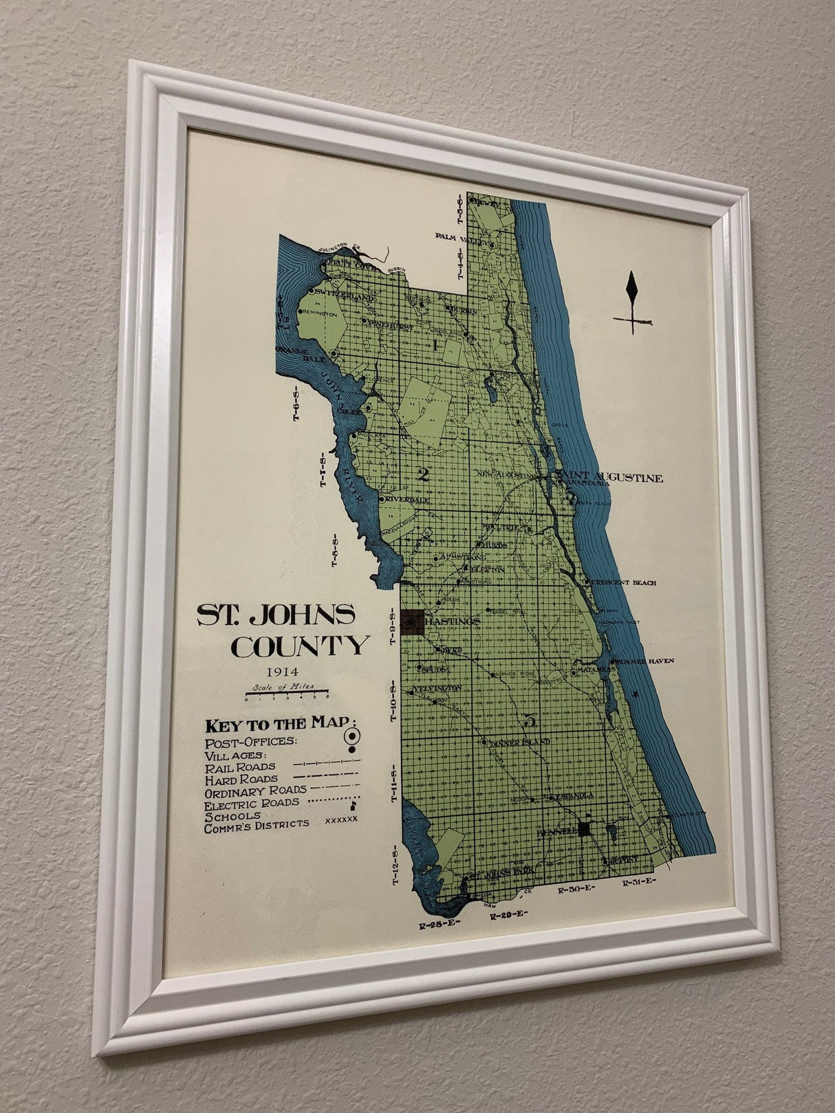 1914 Map of Saint Johns County Florida Framed