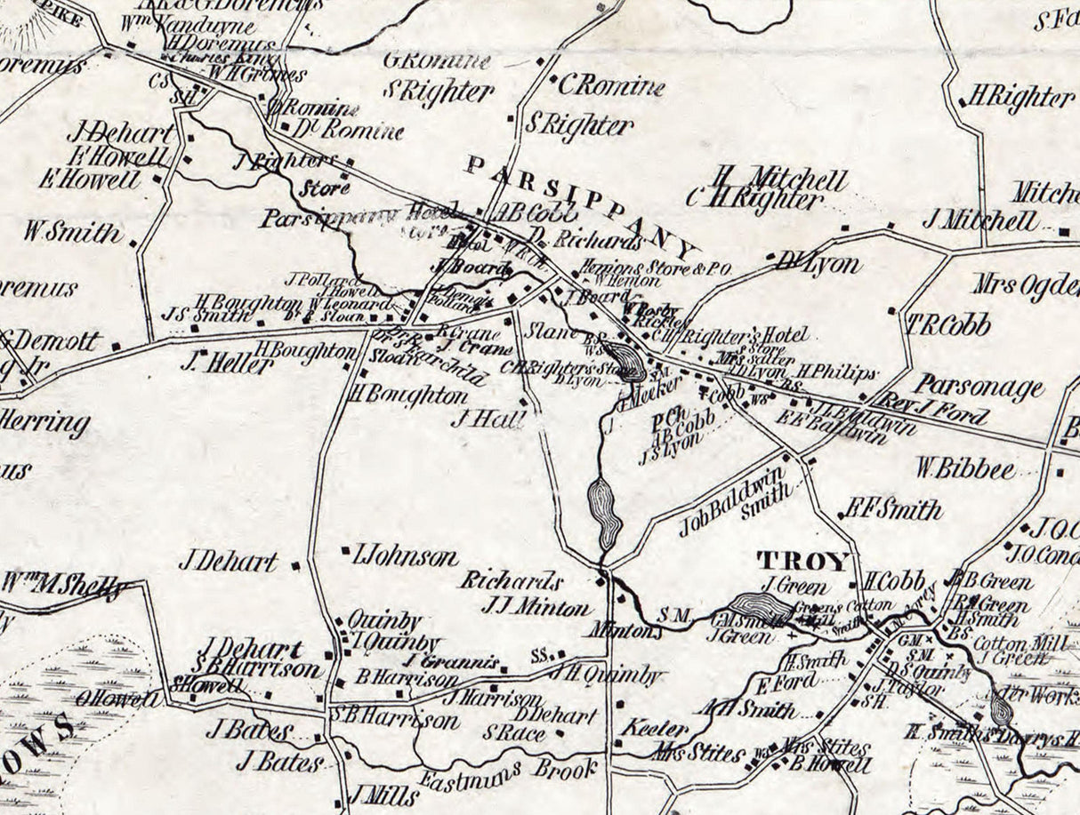 1853 Map of Hanover Township Morris County New Jersey