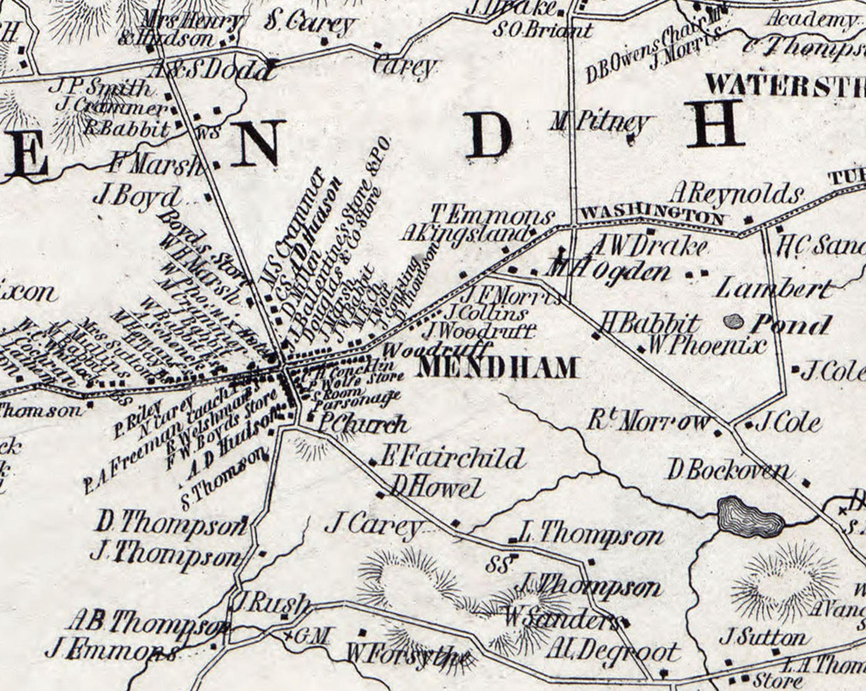 1853 Map of Mendham Township Morris County New Jersey