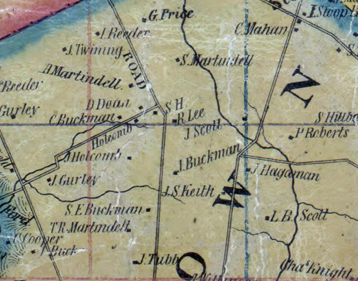 1850 Map of Newtown Township Bucks County Pennsylvania
