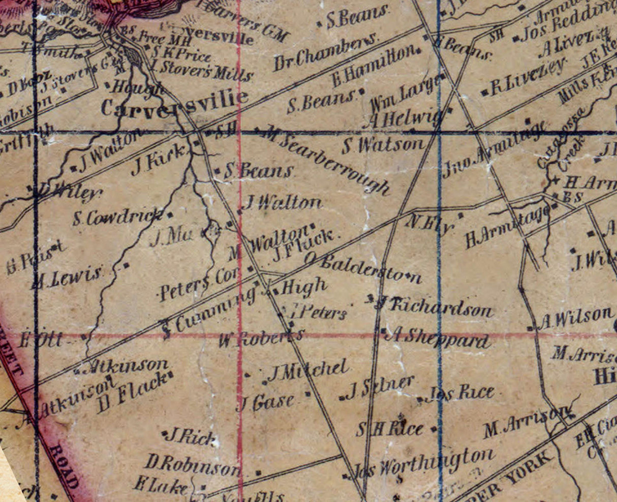 1850 Map of Solebury Township Bucks County Pennsylvania