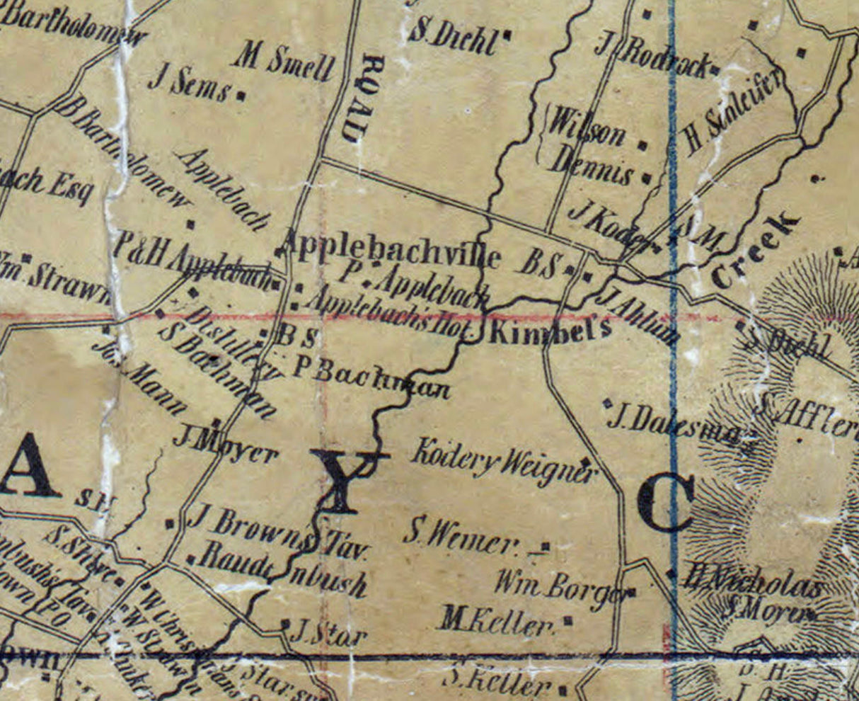1850 Map of Haycock Township Bucks County Pennsylvania