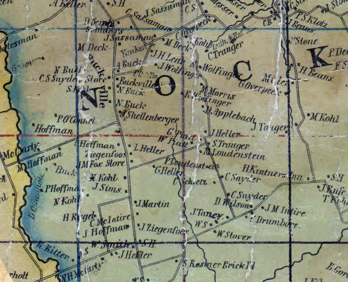 1850 Map of Nockamixon Township Bucks County Pennsylvania