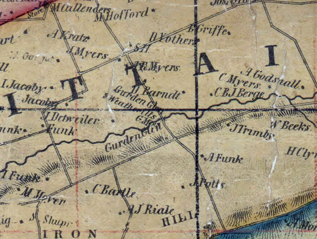 1850 Map of New Britain Township Bucks County Pennsylvania