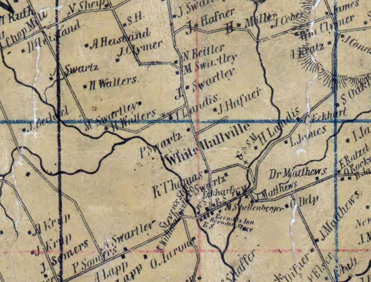 1850 Map of New Britain Township Bucks County Pennsylvania