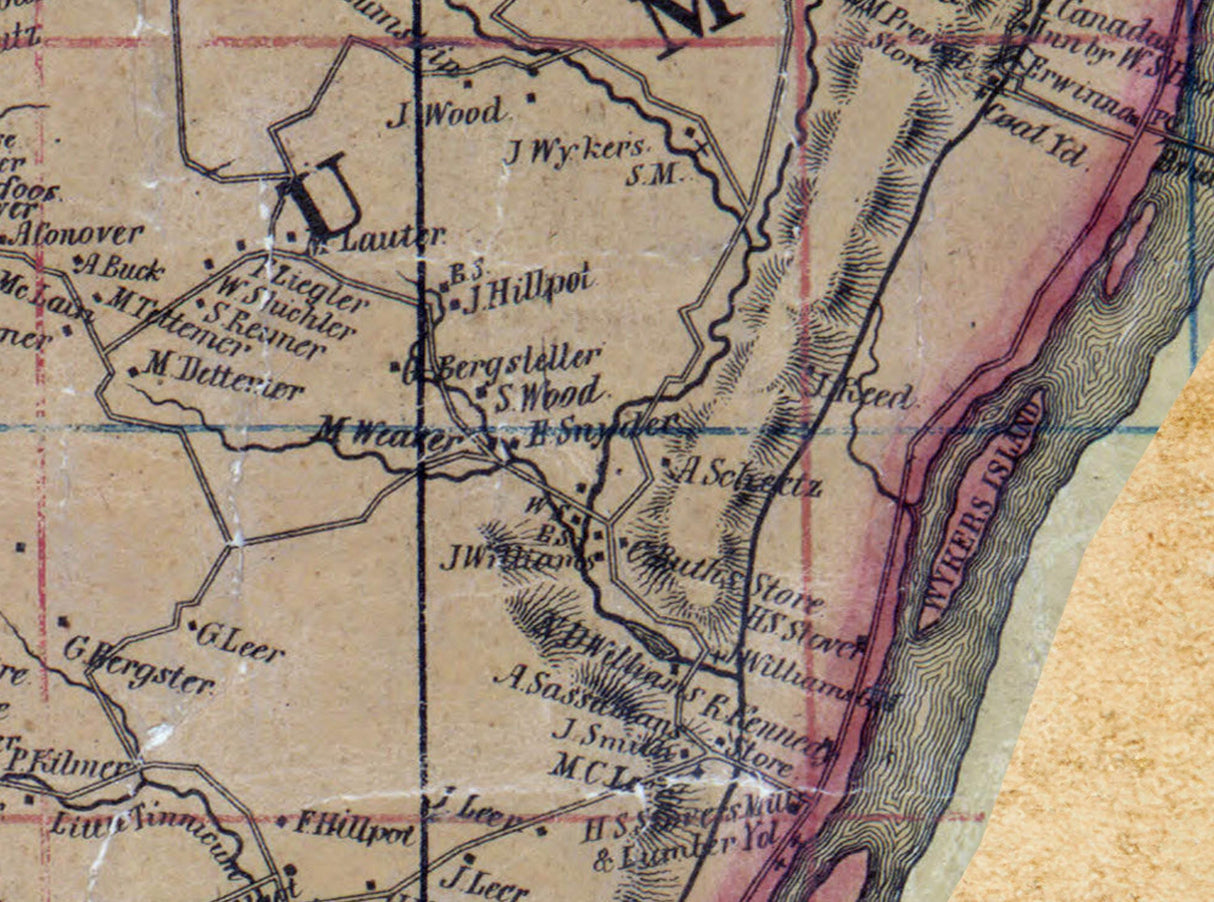 1850 Map of Tinicum Township Bucks County Pennsylvania