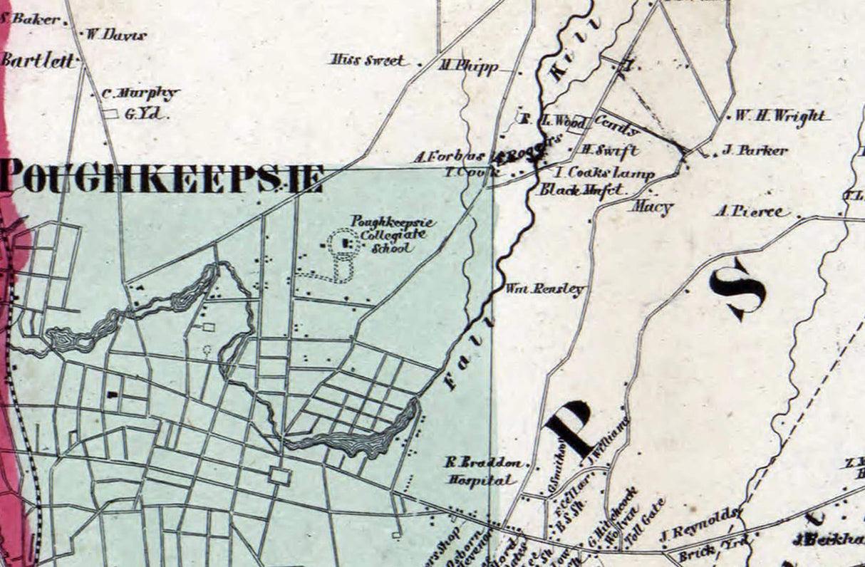 1858 Map of Poughkeepsie Township Dutchess County New York