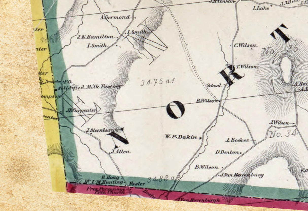 1858 Map of North East Township Dutchess County New York