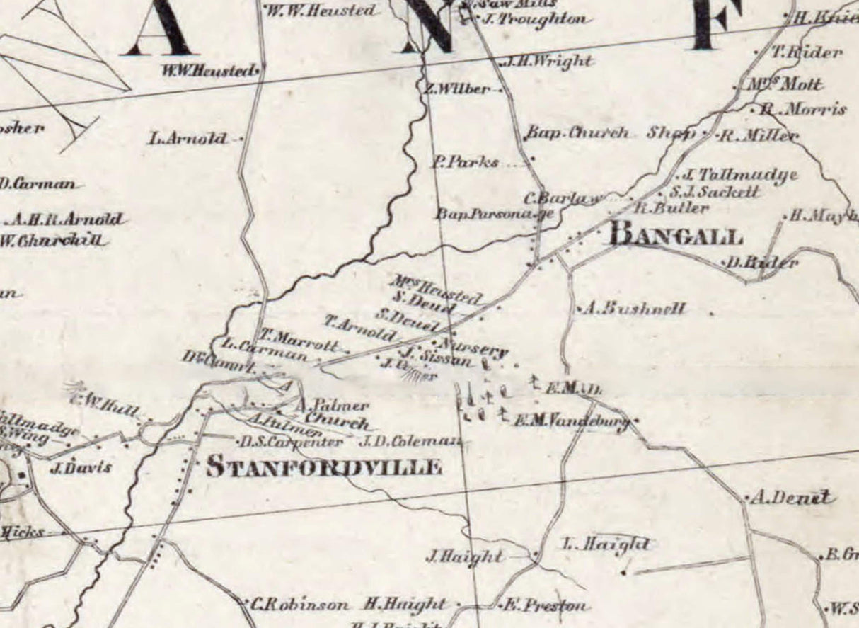 1858 Map of Stanford Township Dutchess County New York