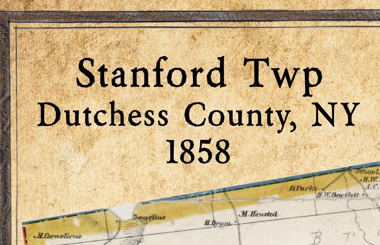 1858 Map of Stanford Township Dutchess County New York