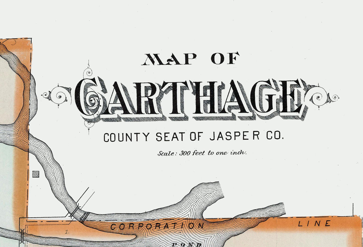 1895 Map of Carthage Jasper County Missouri