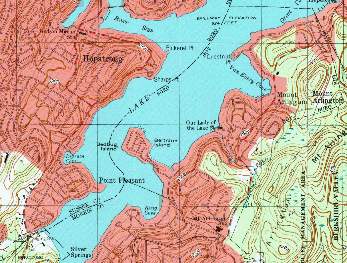 1997 Map of Lake Hopatcong New Jersey