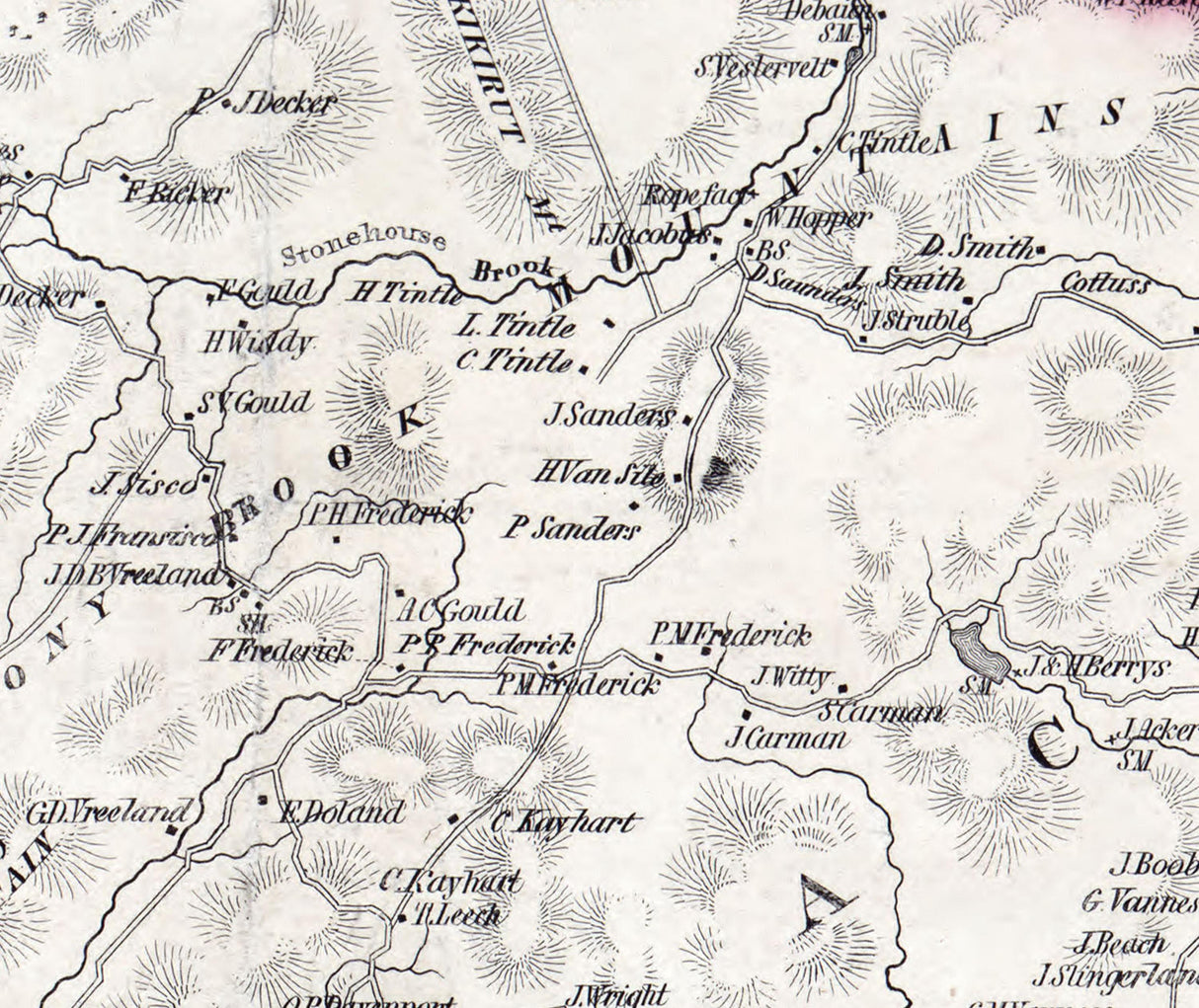 1853 Map of Pequanack Township Morris County New Jersey