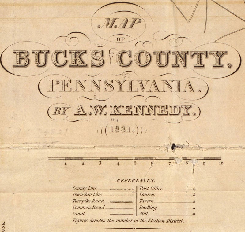 1831 Map of Bucks County Pennsylvania