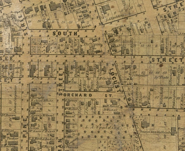 1851 Town Map of Lockport Niagara County New York Genealogy