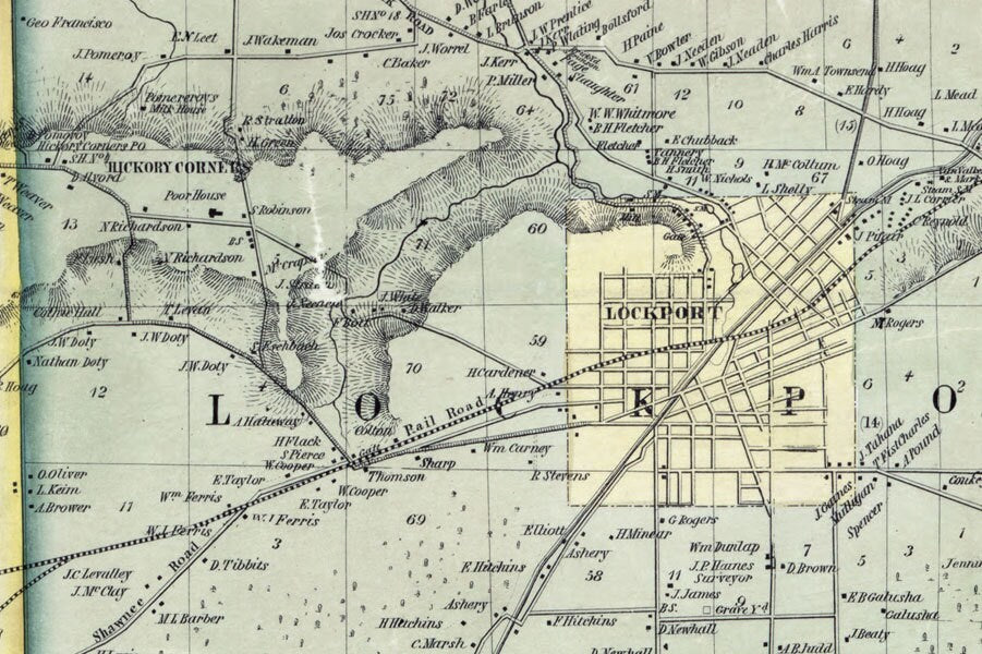 1852 Map of Niagara County New York Lockport Lewiston
