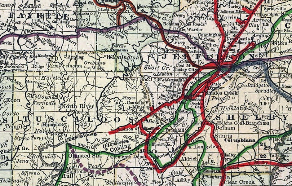 1888 Map of Alabama