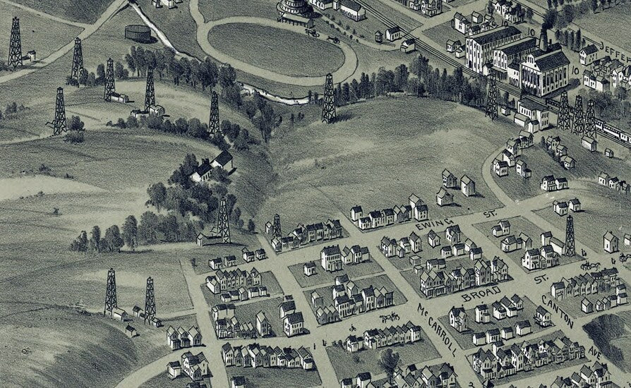 1897 Aerial Map of Washington Pennsylvania CANVAS Print