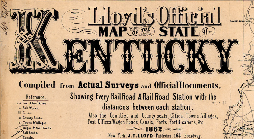 1862 Map of the State of Kentucky