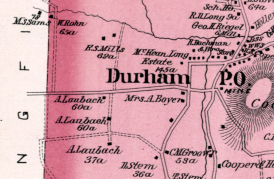 1891 Map of Durham Township Bucks County Pennsylvania