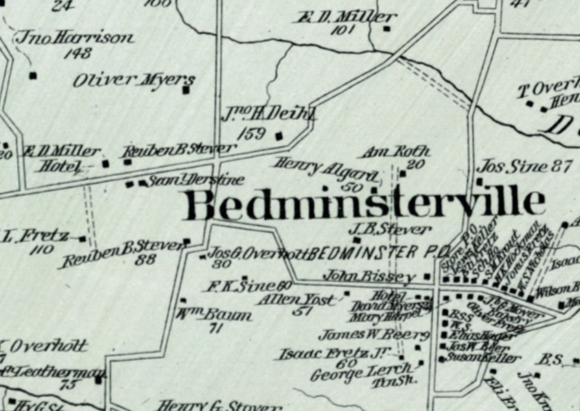 1891 Map of Bedminster Township Bucks County Pennsylvania