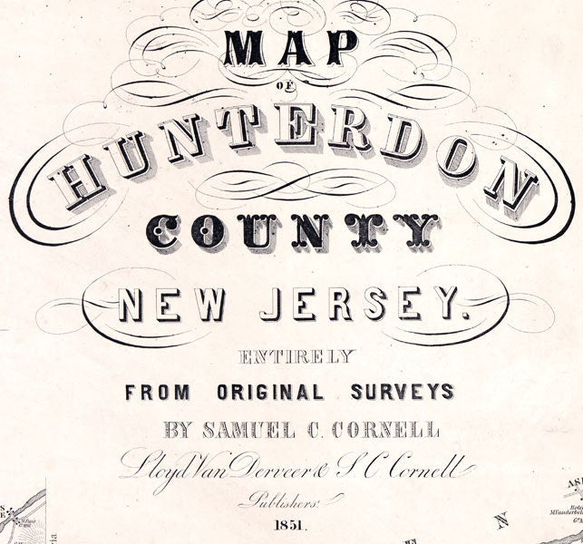 1851 Map of Hunterdon County New Jersey Lambertville