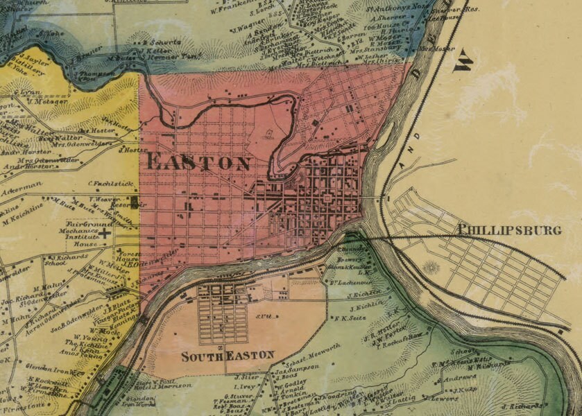 1860 Map of Northampton County Pa from actual surveys Easton Nazareth
