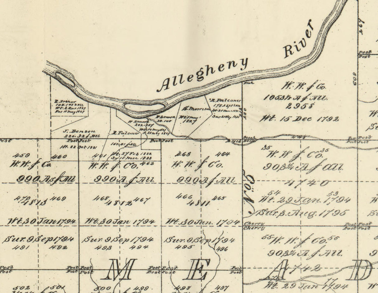 1881 Map of Warren & Forest County Pa Showing Early Land Tracts