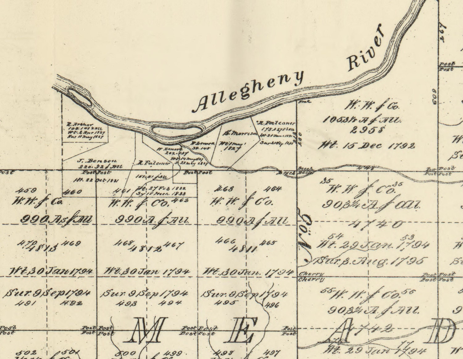 1881 Map of Warren & Forest County Pa Showing Early Land Tracts