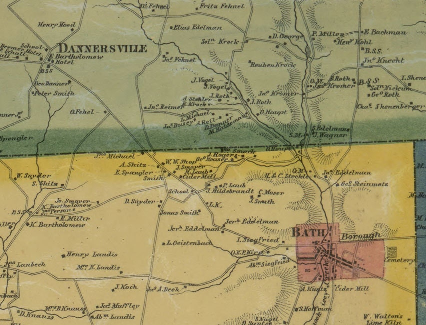 1860 Map of Northampton County Pa from actual surveys Easton Nazareth