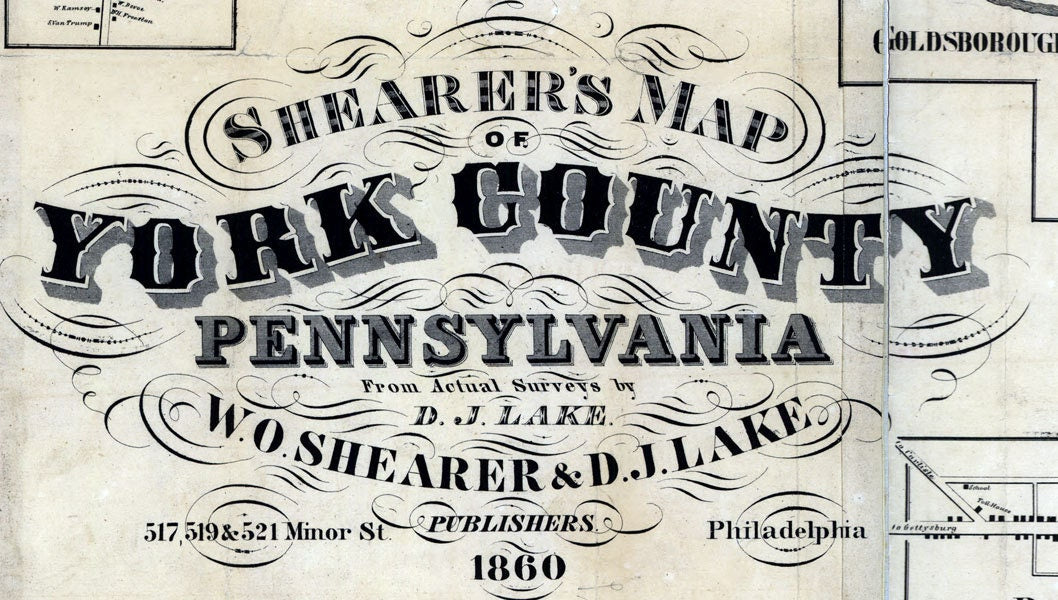 1860 Map of York County Pennsylvania Farm Names