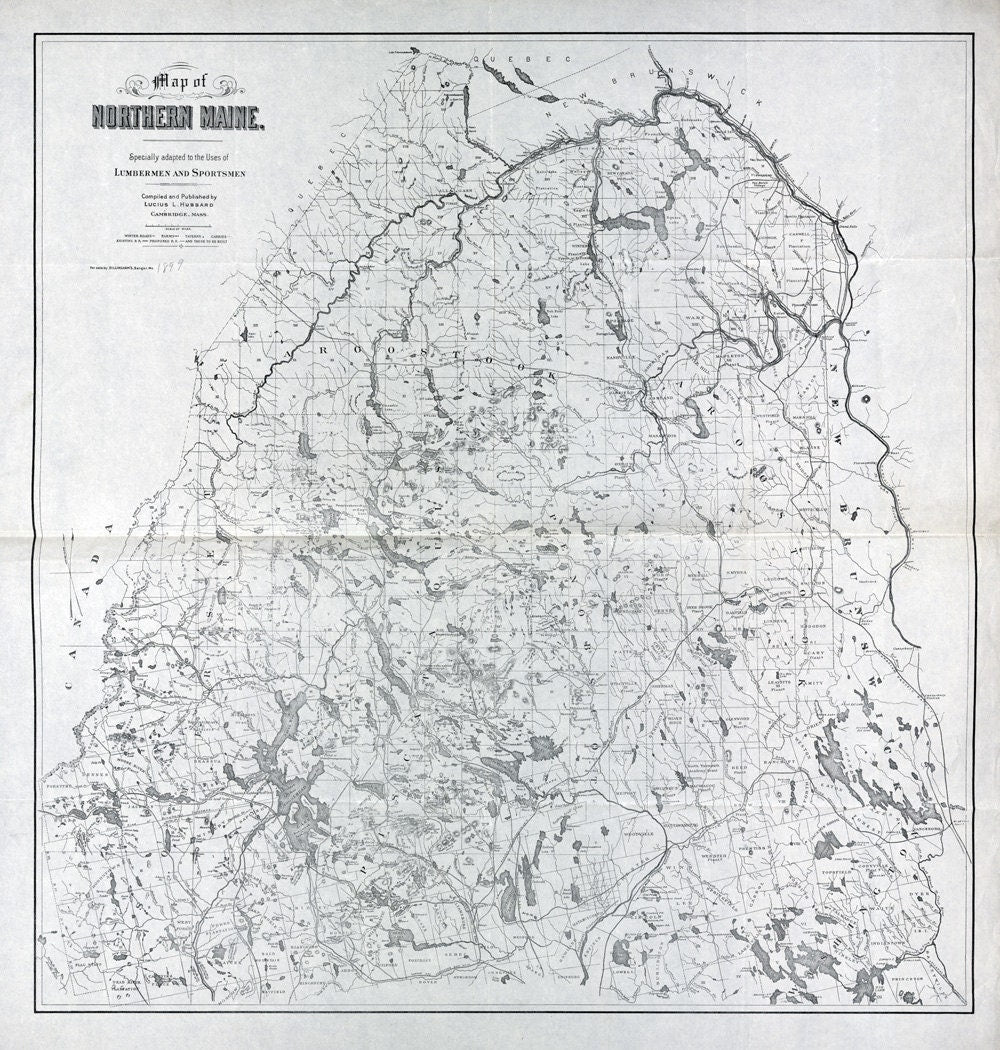 1899 Map of Northern Maine Farms Plantations