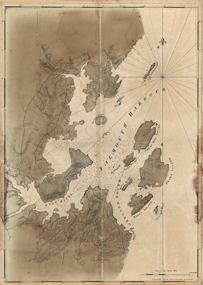 1770 Map of Falmouth Harbour Maine